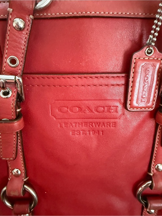 Coach Handbags - Coach Gallery East West Red Leather Shoulder Bag with Silver Hardware F12343